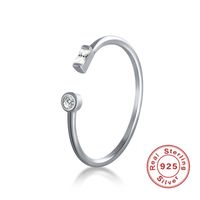 Simple Style Solid Color Sterling Silver Inlay Gem Open Rings sku image 2