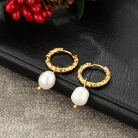 1 Pair Vintage Style Solid Color Plating Stainless Steel Gold Plated Earrings main image 1