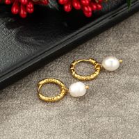 1 Pair Vintage Style Solid Color Plating Stainless Steel Gold Plated Earrings main image 3