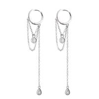 1 Pair Simple Style Water Droplets Inlay Sterling Silver Zircon Drop Earrings main image 3