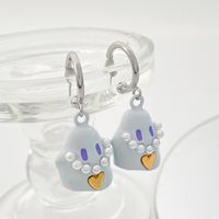 1 Pair Simple Style Heart Shape Inlay Alloy Pearl Drop Earrings main image 1