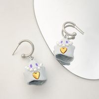 1 Pair Simple Style Heart Shape Inlay Alloy Pearl Drop Earrings main image 2