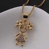 Ig Style Simple Style Commute Cartoon Character Copper Gold Plated Zircon Necklace In Bulk sku image 1