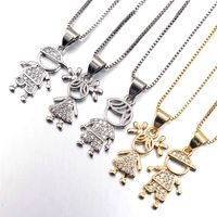 Ig Style Simple Style Commute Cartoon Character Copper Gold Plated Zircon Necklace In Bulk main image 1