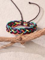 Simple Style Color Block Leather Braid Women's Men's Wristband sku image 2