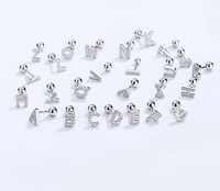1 Pair Simple Style Letter Plating Inlay Sterling Silver Zircon Ear Studs sku image 16