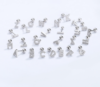 1 Pair Simple Style Letter Plating Inlay Sterling Silver Zircon Ear Studs sku image 21