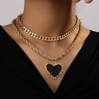Retro Heart Shape Alloy Patchwork Women's Pendant Necklace sku image 1
