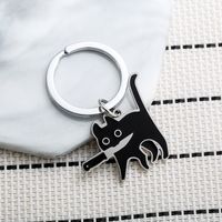 Cute Cat Stainless Steel Unisex Bag Pendant Keychain main image 3