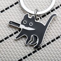 Cute Cat Stainless Steel Unisex Bag Pendant Keychain main image 4