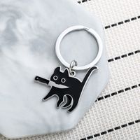 Cute Cat Stainless Steel Unisex Bag Pendant Keychain main image 2