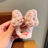 Sweet Bow Knot Cloth Inlay Rhinestones Hair Tie sku image 3