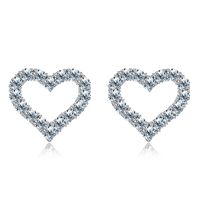 Wholesale Elegant Heart Shape Sterling Silver Plating Inlay Moissanite Ear Studs sku image 1
