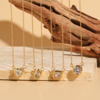 Luxurious Heart Shape Copper 14k Gold Plated Zircon Pendant Necklace In Bulk main image 1