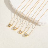 Luxurious Heart Shape Copper 14k Gold Plated Zircon Pendant Necklace In Bulk main image 7