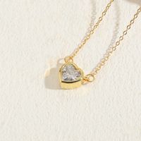 Luxurious Heart Shape Copper 14k Gold Plated Zircon Pendant Necklace In Bulk sku image 1