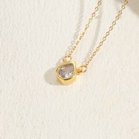 Luxurious Heart Shape Copper 14k Gold Plated Zircon Pendant Necklace In Bulk sku image 2