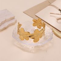 Luxurious Flower Butterfly Stainless Steel Plating Bangle main image 6