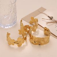 Luxurious Flower Butterfly Stainless Steel Plating Bangle main image 1