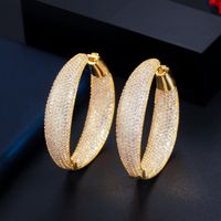 1 Pair Luxurious Round Plating Inlay Copper Artificial Gemstones Silver Plated Earrings main image 4