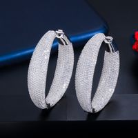 1 Pair Luxurious Round Plating Inlay Copper Artificial Gemstones Silver Plated Earrings main image 3