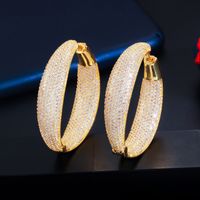 1 Pair Luxurious Round Plating Inlay Copper Artificial Gemstones Silver Plated Earrings main image 5