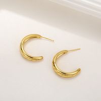 1 Pair Simple Style C Shape Plating Inlay Copper Zircon Hoop Earrings Ear Studs sku image 5