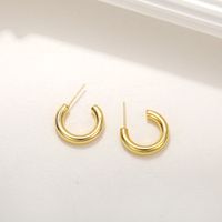 1 Pair Simple Style C Shape Plating Inlay Copper Zircon Hoop Earrings Ear Studs sku image 8