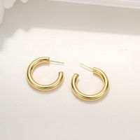 1 Pair Simple Style C Shape Plating Inlay Copper Zircon Hoop Earrings Ear Studs sku image 4