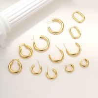 1 Pair Simple Style C Shape Plating Inlay Copper Zircon Hoop Earrings Ear Studs main image 8