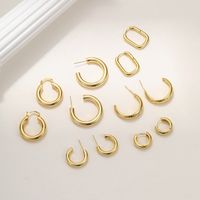 1 Pair Simple Style C Shape Plating Inlay Copper Zircon Hoop Earrings Ear Studs main image 7