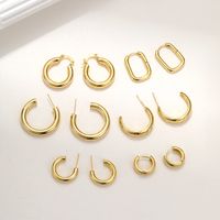 1 Pair Simple Style C Shape Plating Inlay Copper Zircon Hoop Earrings Ear Studs main image 6