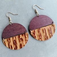 1 Pair Retro Round Patchwork Leather Drop Earrings main image 2