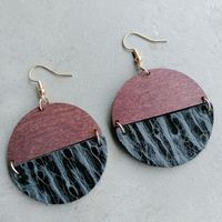 1 Pair Retro Round Patchwork Leather Drop Earrings sku image 2
