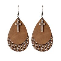 1 Pair Hip-hop Retro Water Droplets Leather Drop Earrings main image 3