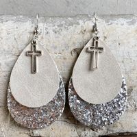 1 Paire Hip Hop Rétro Les Gouttelettes D'eau En Cuir Boucles D'oreilles sku image 1