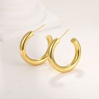 1 Pair Simple Style C Shape Plating Inlay Copper Zircon Hoop Earrings Ear Studs sku image 9