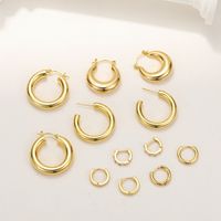 1 Pair Simple Style C Shape Plating Inlay Copper Zircon Hoop Earrings Ear Studs main image 1