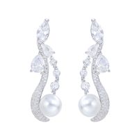 1 Pair Sweet Water Droplets Plating Inlay Copper Artificial Pearls Artificial Diamond Drop Earrings main image 8