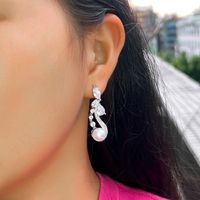 1 Pair Sweet Water Droplets Plating Inlay Copper Artificial Pearls Artificial Diamond Drop Earrings main image 1
