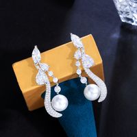 1 Pair Sweet Water Droplets Plating Inlay Copper Artificial Pearls Artificial Diamond Drop Earrings main image 6