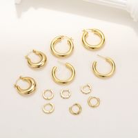 1 Pair Simple Style C Shape Plating Inlay Copper Zircon Hoop Earrings Ear Studs main image 4