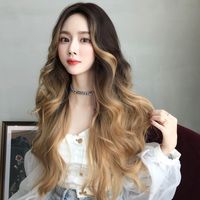 Women's Sweet Home High Temperature Wire Centre Parting Long Curly Hair Wigs main image 1