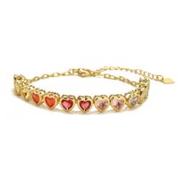 Sweet Heart Shape Copper Inlay Zircon Bracelets Necklace sku image 1