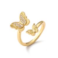 Simple Style Butterfly Copper Inlay Rhinestones Open Rings main image 5