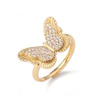 Simple Style Butterfly Copper Inlay Rhinestones Open Rings main image 2