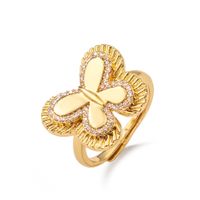 Simple Style Butterfly Copper Inlay Rhinestones Open Rings sku image 7