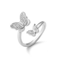Simple Style Butterfly Copper Inlay Rhinestones Open Rings sku image 2