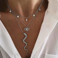 Simple Style Round Snake Butterfly Zircon Alloy Wholesale Necklace main image 5