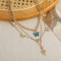 Retro Butterfly Gold Plated Alloy Wholesale Layered Necklaces main image 2